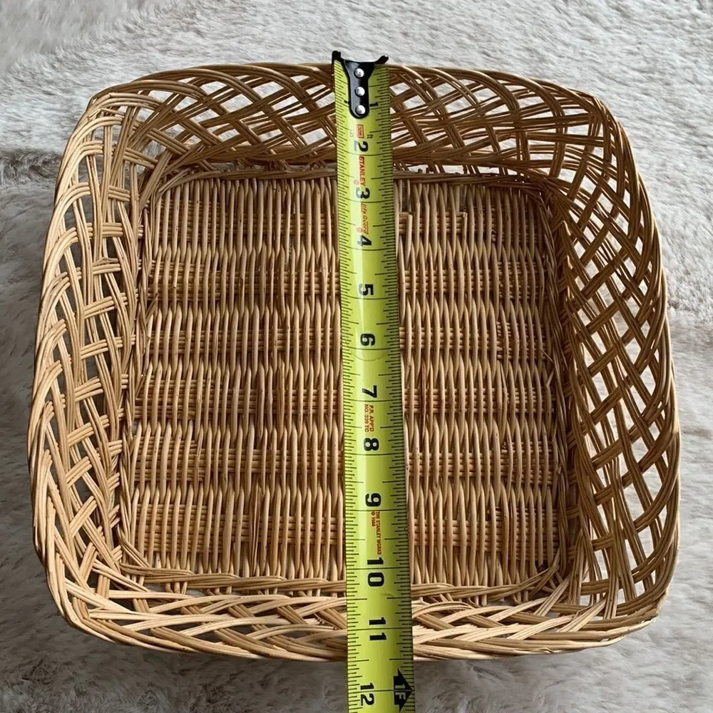Vintage Basket Square‎ Plate Wall Decor Natural boho woven Rattan
